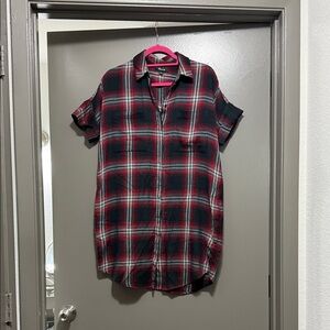 Madewell Courier Shirt Dress - Red and Black Plaid